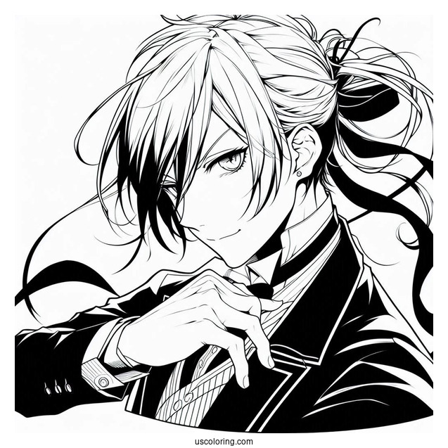 Black Butler Anime Sebastian Fighting Coloring In