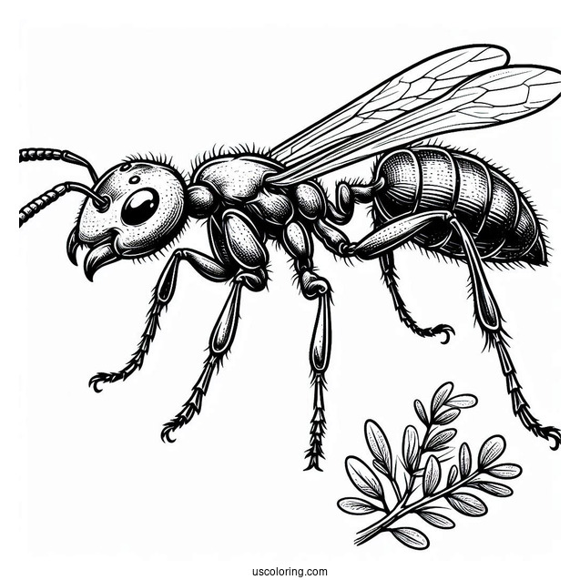 Realistic Fire Ant Coloring Page