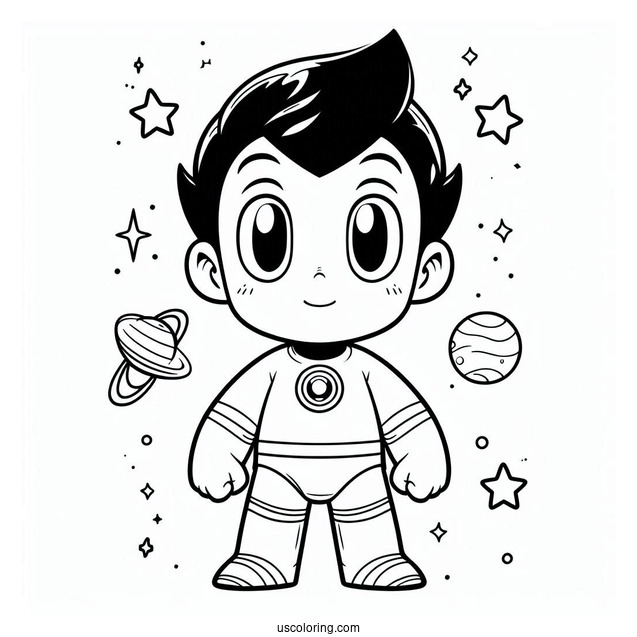 Astro Boy Outline Coloring In For Preschoolers