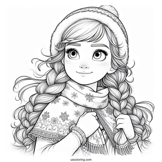 Detailed Anna In Winter Coloring Page