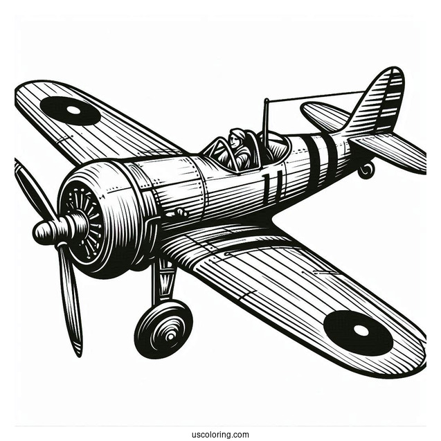 WWI Fighter Plane Coloring Page