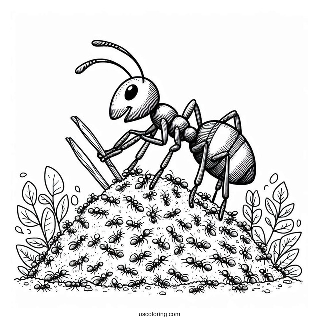 Ant Coloring Page Creating A Hill