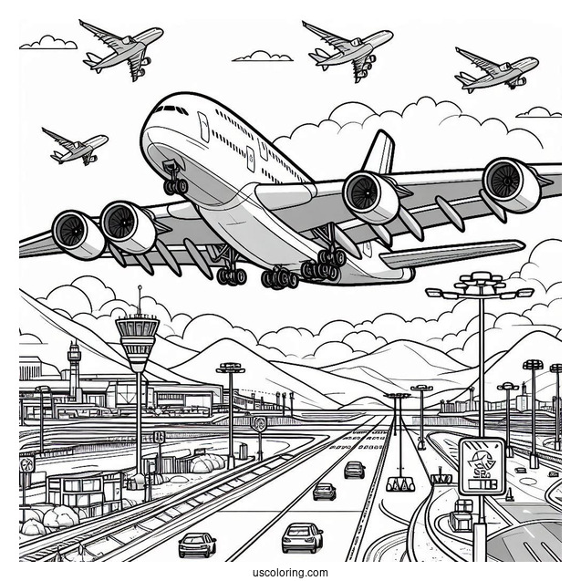 Boeing A380 Plane Taking Off From Airport