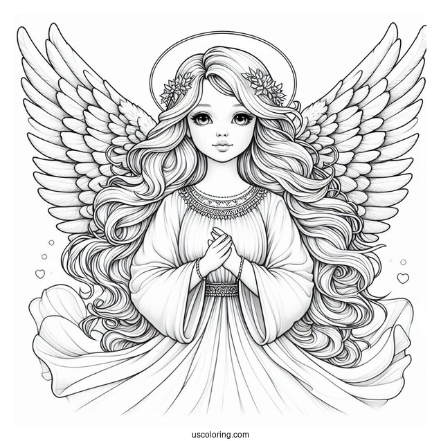 Realistic Looking Divine Angel To Color