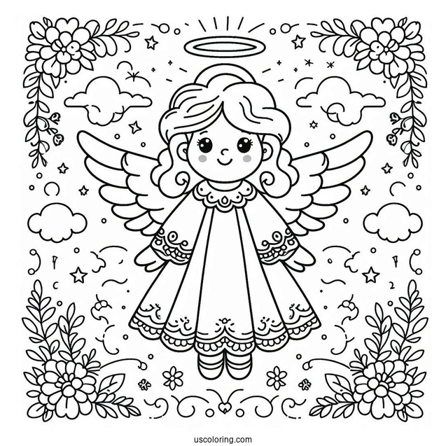 Coloring Page Of An Angel For Preschoolers