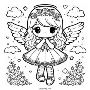 Cute Kawaii Angel To Color