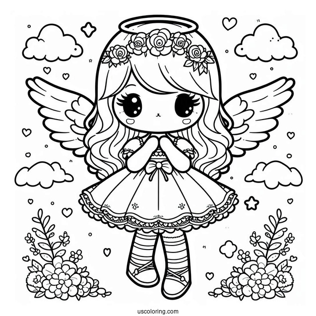 Cute Kawaii Angel To Color