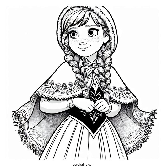 Detailed Anna In Winter Coloring Page