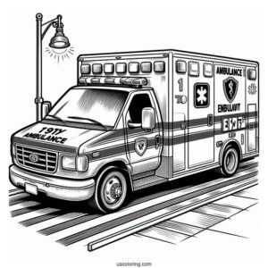 FDNY Ambulance Coloring Page On The Road