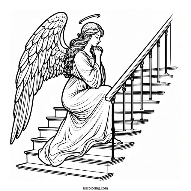 Preying Angel On Stairway To Heaven To Color