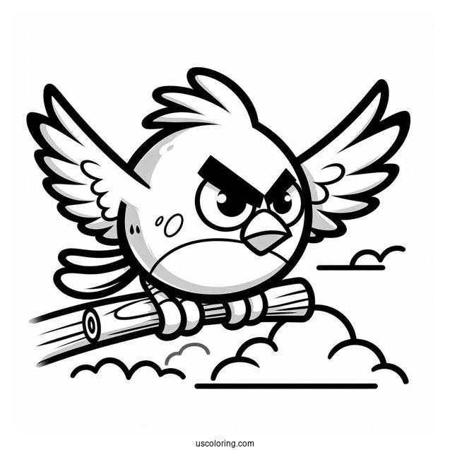 Blue Angry Bird In The Sky Coloring In