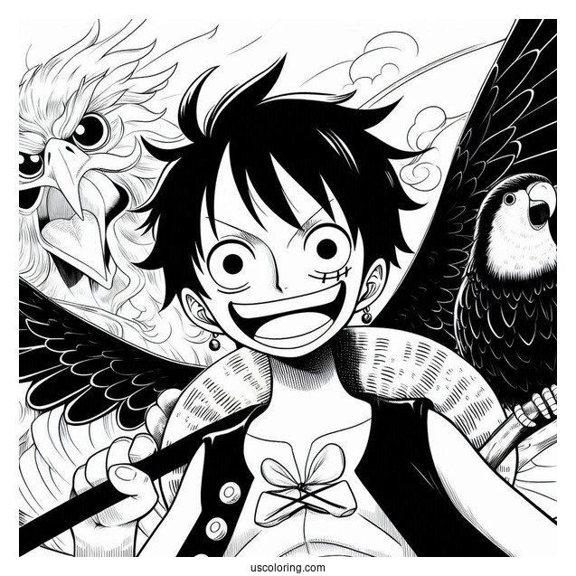 Luffy From One Piece Anime Coloring In