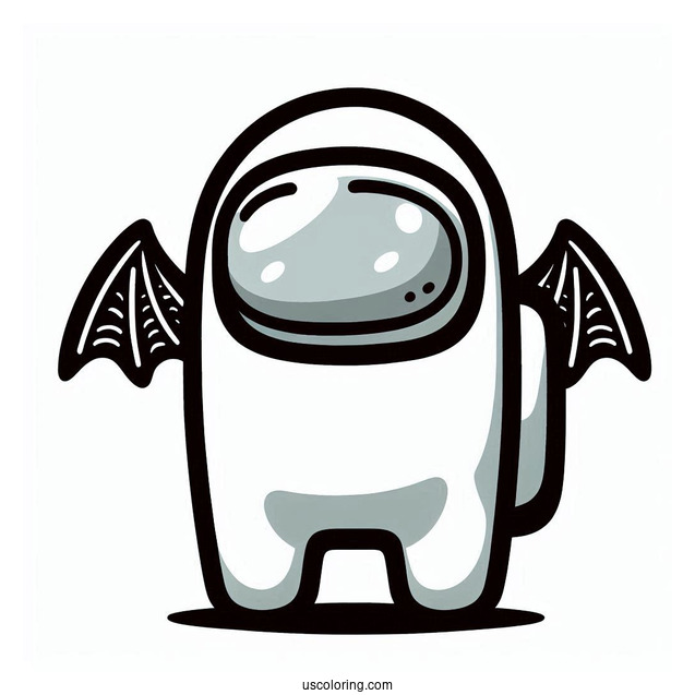 Coloring Page of Among Us With Bat Wings