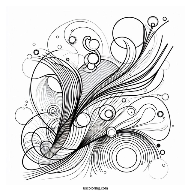 Diagonal Lines With Circles Abstract Coloring Page Art