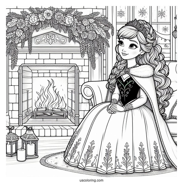 Queen Anna In Front Of Fireplace