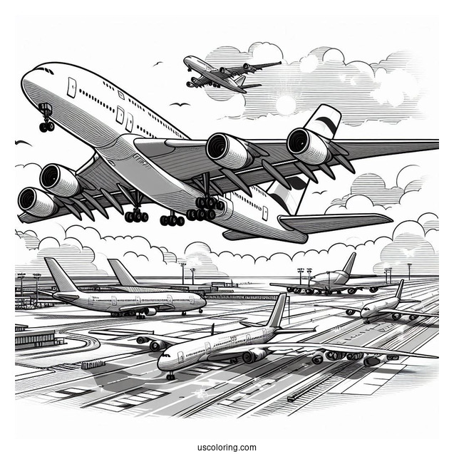 Boeing A380 Plane Taking Off From Airport