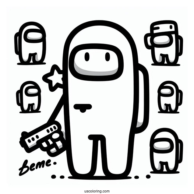 Easy Flash Among Us to Color for Kids