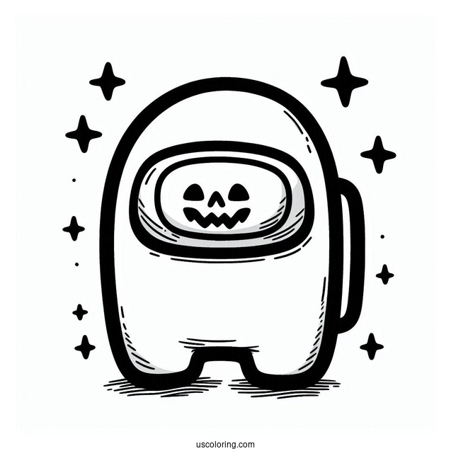 Coloring Page of Among Us With Jack-O-Lantern