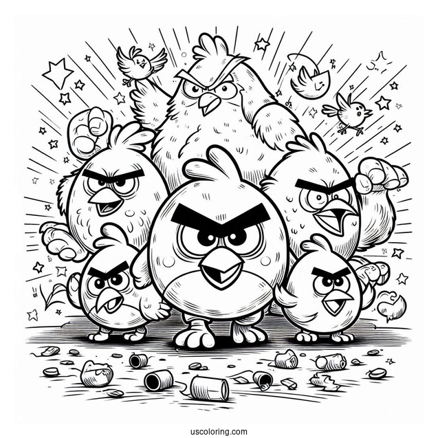 Angry Birds Gang Coloring Page