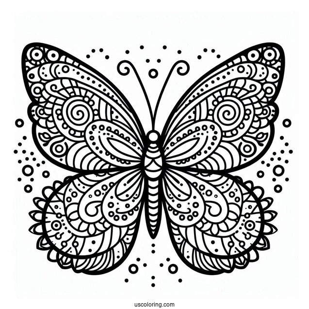 Easy Butterfly Animal Mandala Coloring Page For Kids