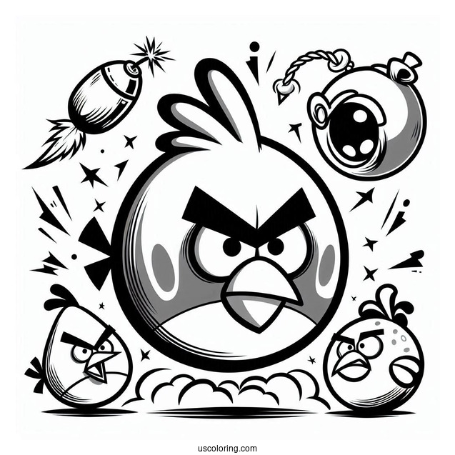 Angry Birds Red, Chuck, And Bomb In The Air