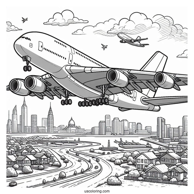 Boeing A380 Plane Taking Off From Airport