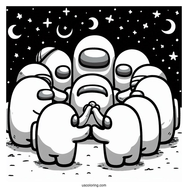 Cute Among Us Crewmates Huddle