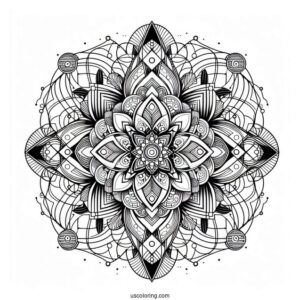 Complex Geometric Abstract Coloring Page