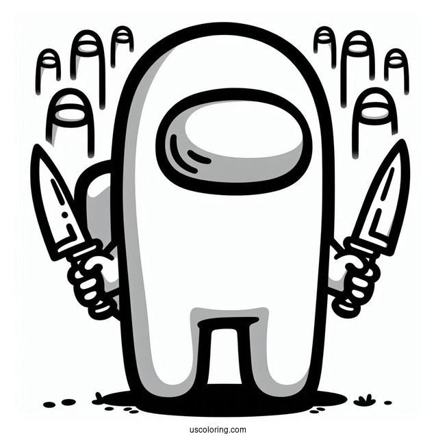 Among Us Imposter Holding Two Knives