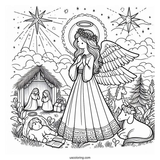 Nativity Angel Coloring Page