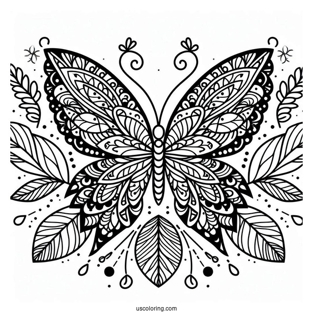 Easy Butterfly Animal Mandala Coloring Page For Kids