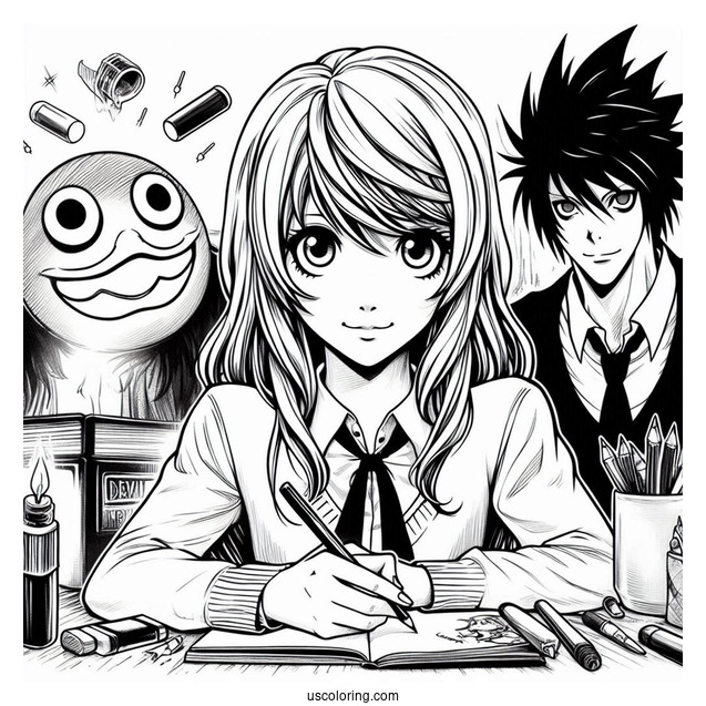 Coloring Page Of Death Note Anime