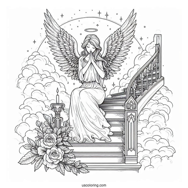 Preying Angel On Stairway To Heaven To Color
