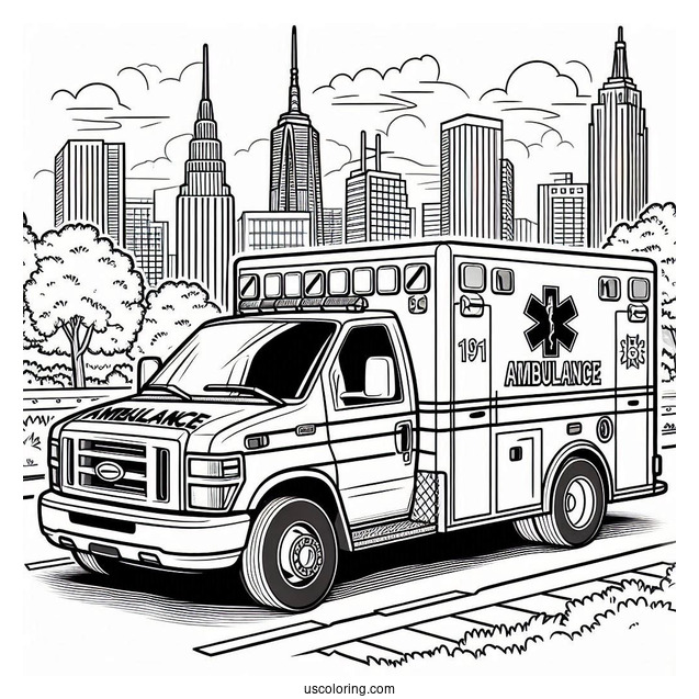 FDNY Ambulance Coloring Page On The Road
