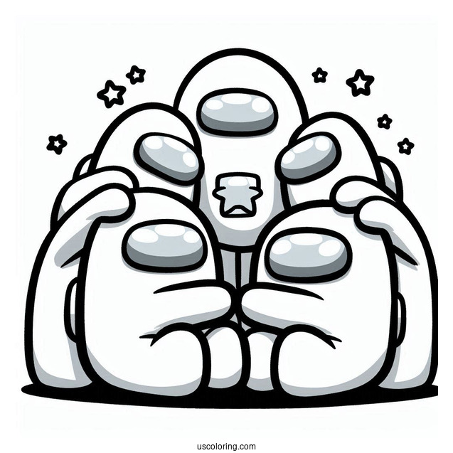 Cute Among Us Crewmates Huddle