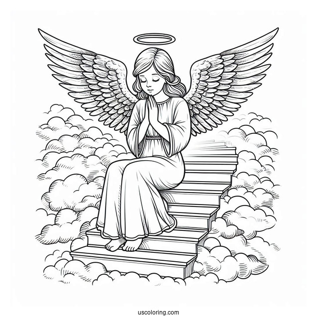 Preying Angel On Stairway To Heaven To Color