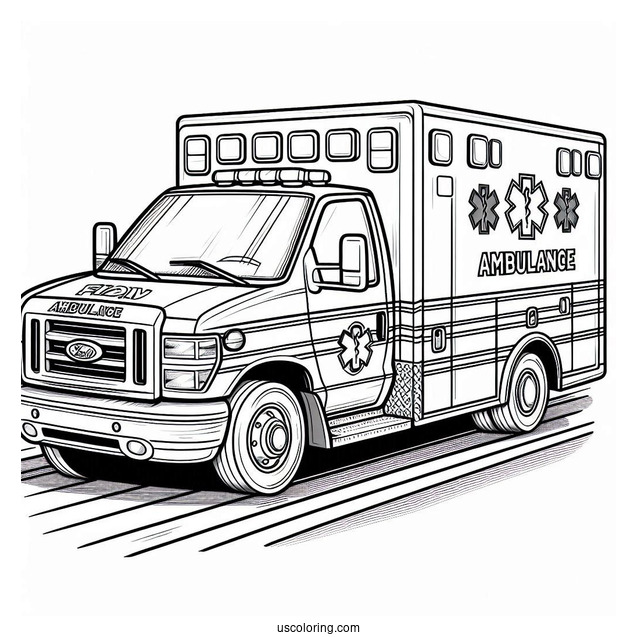 FDNY Ambulance Coloring Page On The Road