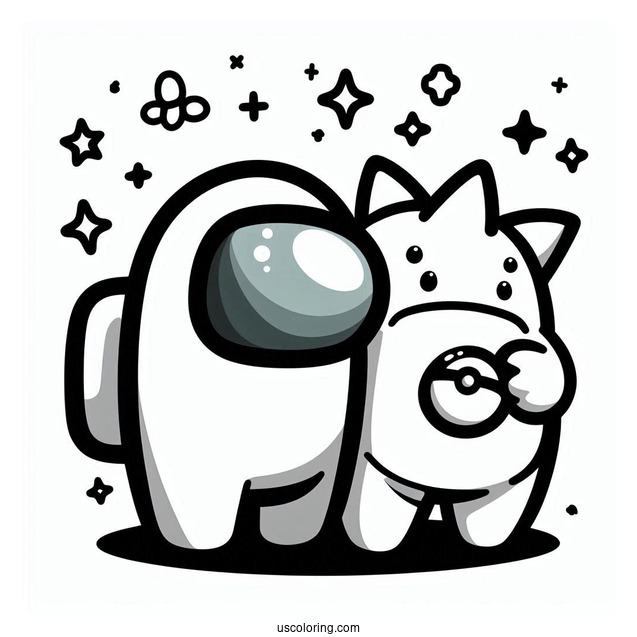 Coloring Sheet of Charizard Among Us