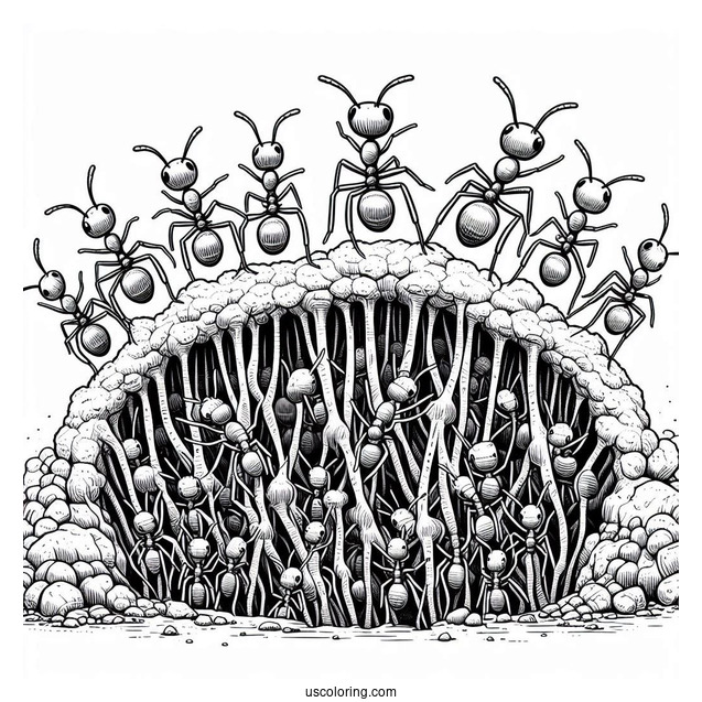 Underground Ant Coloring Page Of Colony