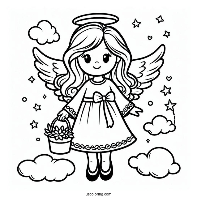 Coloring Page Of An Angel For Preschoolers