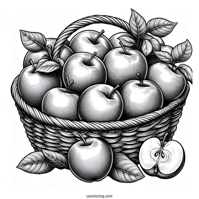 Basket Of Gala Apples To Color