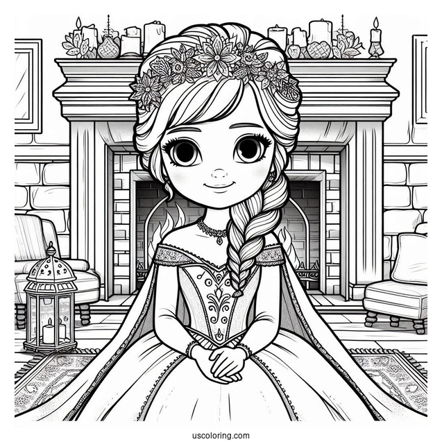 Queen Anna In Front Of Fireplace