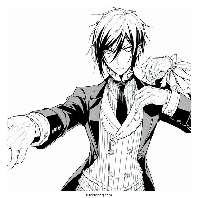Black Butler Anime Sebastian Fighting Coloring In