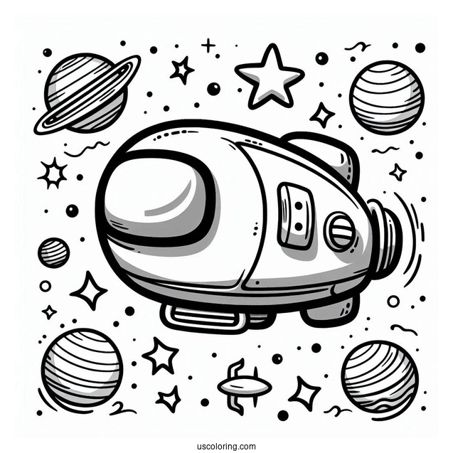 Among Us the Airship Coloring Sheet