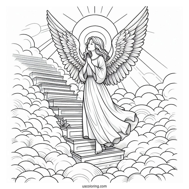 Preying Angel On Stairway To Heaven To Color