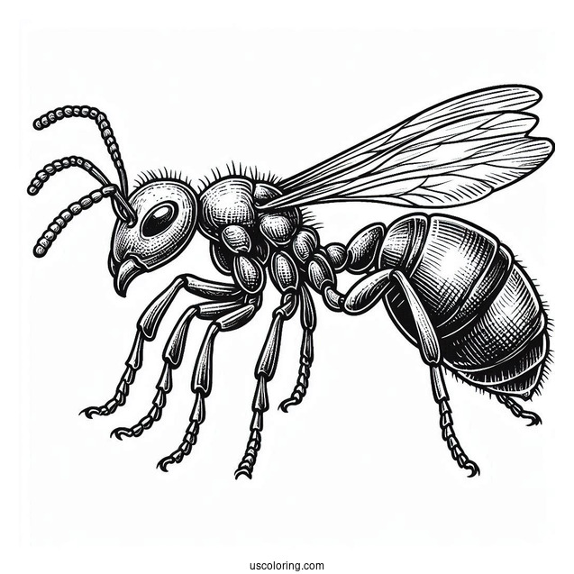 Realistic Fire Ant Coloring Page