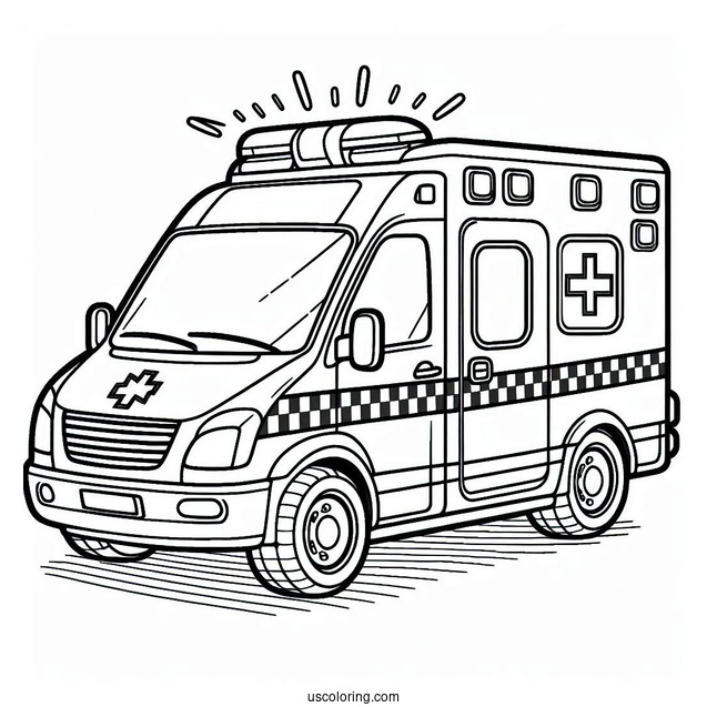 Easy Ambulance Coloring Page Outline For Preschoolers