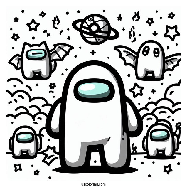 Coloring Sheet of Charizard Among Us