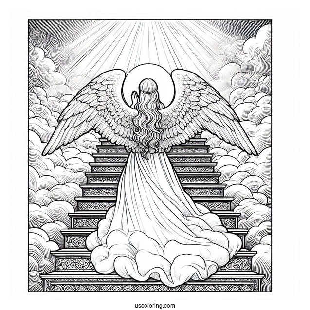 Preying Angel On Stairway To Heaven To Color