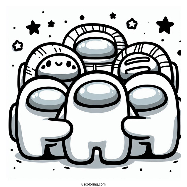 Cute Among Us Crewmates Huddle